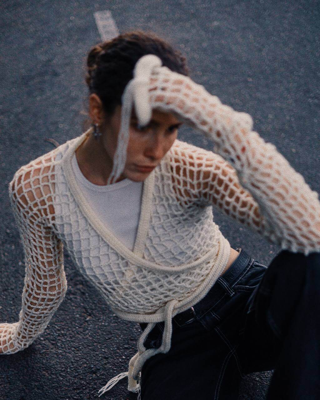 Wrap mesh top beige