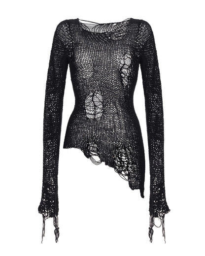 Knitted top with random holes