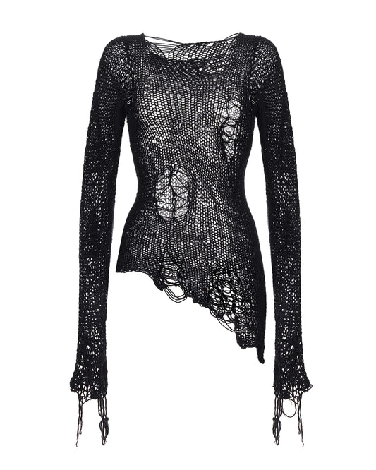 Knitted top with random holes