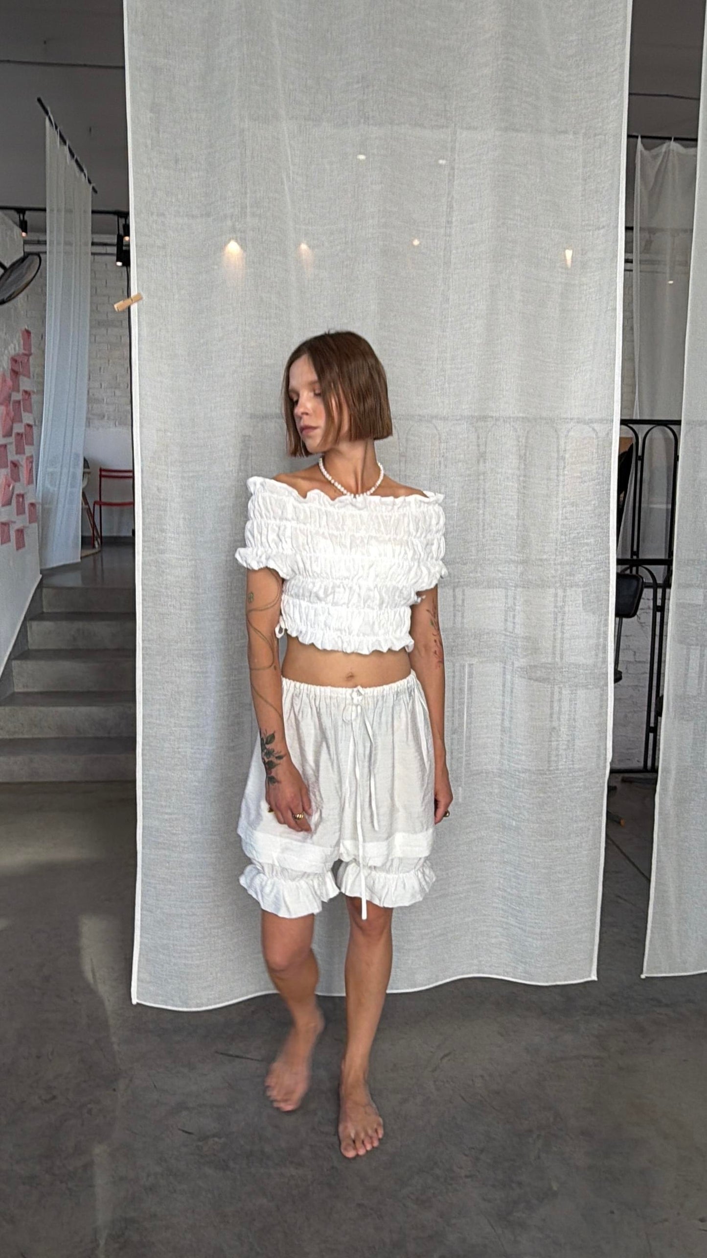 Linen top cropped