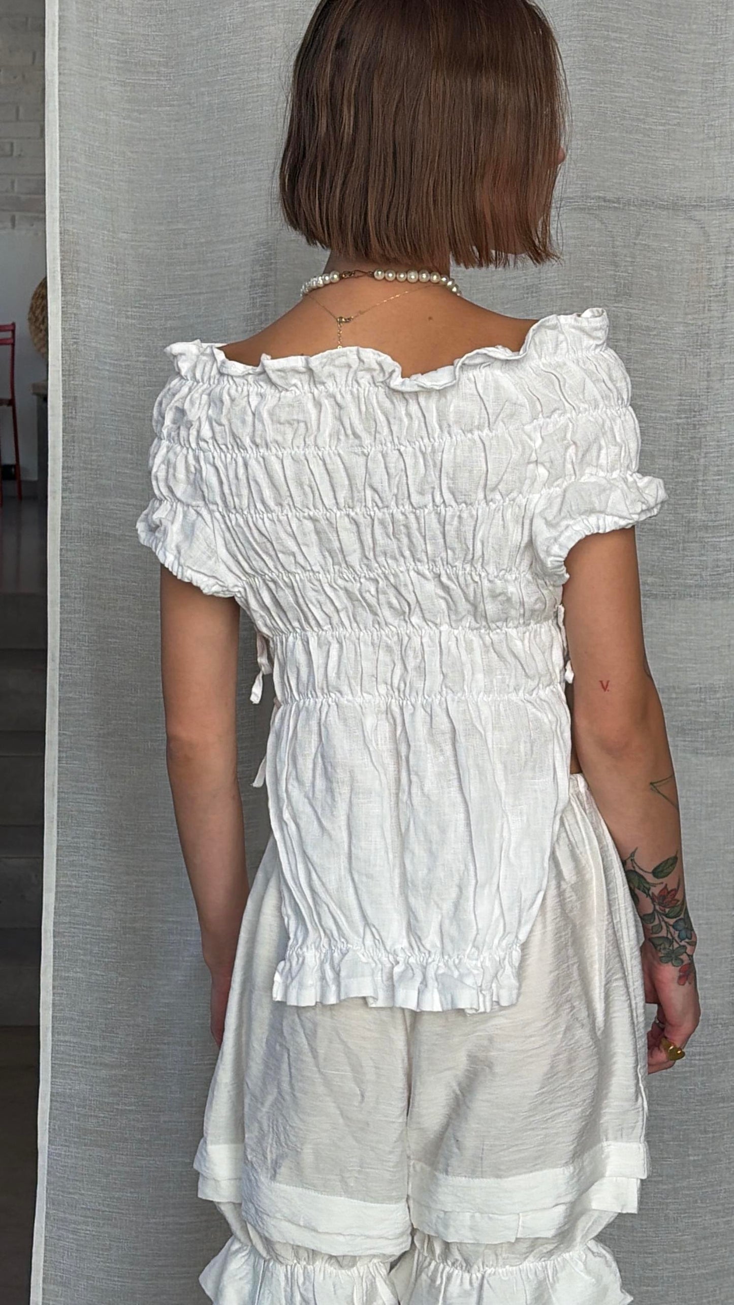 Linen top long white