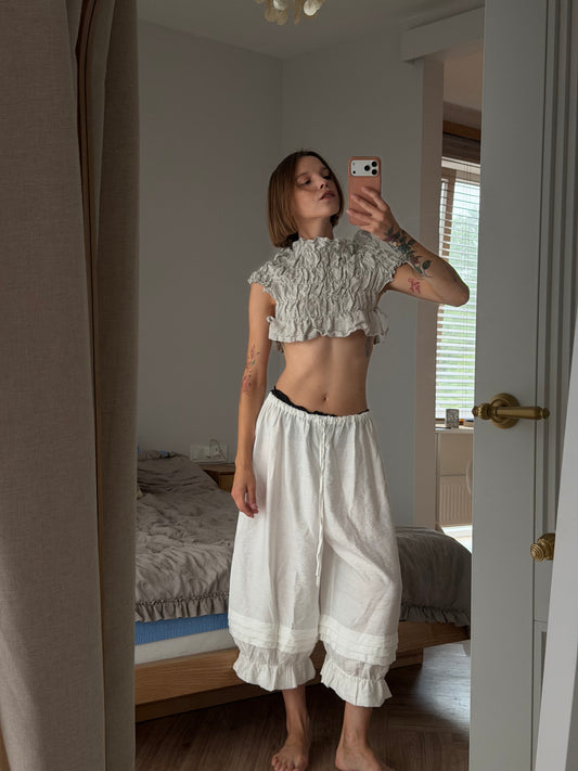 bloomers white long front model
